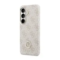 Zadní kryt Guess PU Leather 4G Strass Logo Gold Frame Magnetic pro Samsung Galaxy S26, růžová