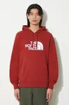 Bavlněná mikina The North Face M Light Drew Peak Pullover Hoodie pánská, vínová barva, s kapucí, s potiskem, NF00A0TEPOJ1