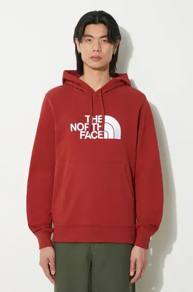 Bavlněná mikina The North Face M Light Drew Peak Pullover Hoodie pánská, vínová barva, s kapucí, s potiskem, NF00A0TEPOJ1