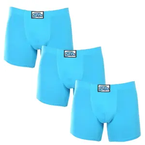 Styx 3PACK pánské boxerky long klasická guma světle modré (3F1169) M