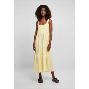 Women's summer dress with 7/8 length Valance soft yellow