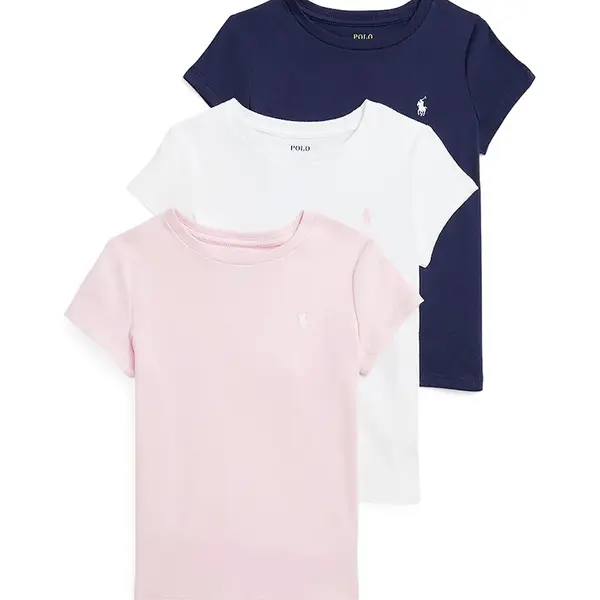 Dětské bavlněné tričko Polo Ralph Lauren 3-pack růžová barva, 312902553004