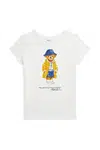 Dětské bavlněné tričko Polo Ralph Lauren bílá barva, 313957377001