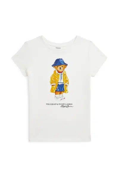 Dětské bavlněné tričko Polo Ralph Lauren bílá barva, 313957377001