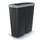 Odpadkový koš Prosperplast COMPACTA Q DUO, 50 l černý se světle šedým víkem