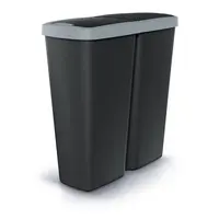 Odpadkový koš Prosperplast COMPACTA Q DUO, 50 l černý se světle šedým víkem