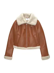 Pull&Bear Prechodná bunda  béžová / tmavooranžová