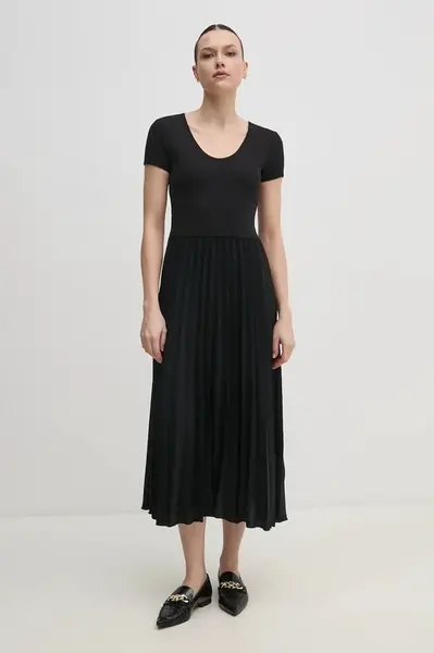 Šaty Tommy Hilfiger černá barva, midi, WW0WW44618