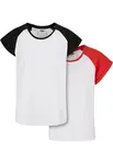 Girls' Contrasting Raglan T-Shirt 2-Pack White/Hugered+White/Black