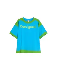 Desigual Tričko  nebesky modrá / zelená