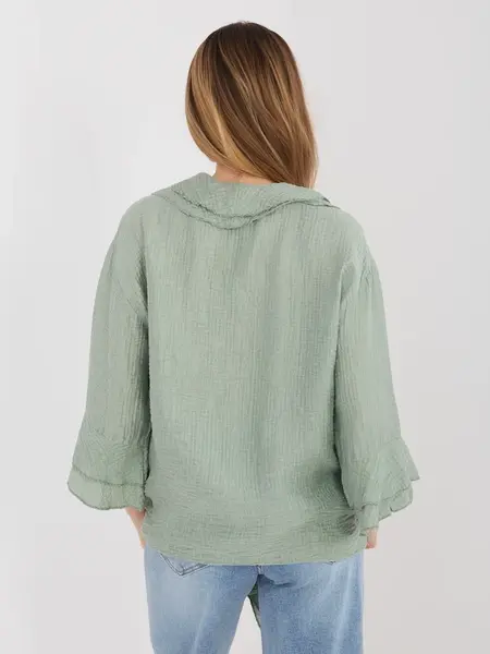 Kaki dámská košile s rozšířenými rukávy