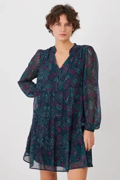 Šaty Medicine tyrkysová barva, mini, oversize