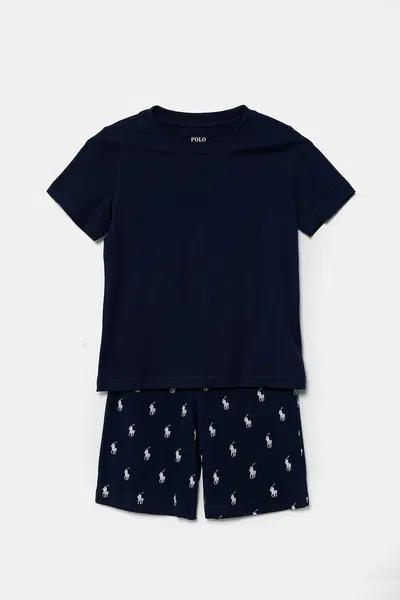 Dětské bavlněné pyžamo Polo Ralph Lauren tmavomodrá barva, 8P0250