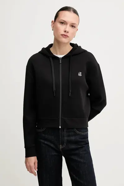 Mikina Armani Exchange dámská, černá barva, s kapucí, hladká, XW000822 AF10818