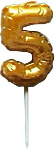 Dortová svíčka BALÓNEK "5" 3,7X5,9CM  268655 ZLATÁ