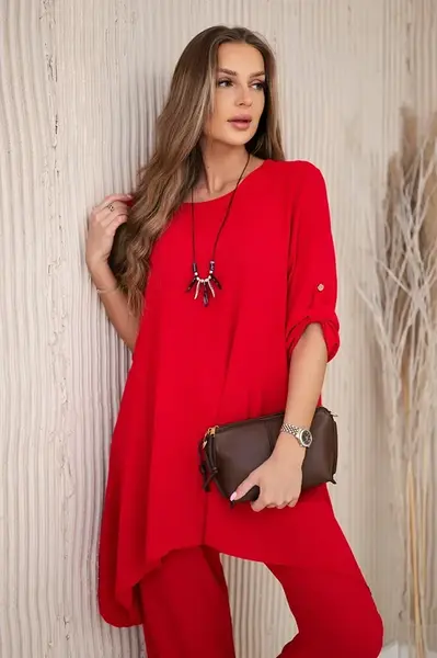 Kesi Włoski Sada blúzky + nohavice s príveskom červený