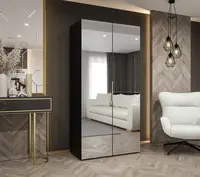 Šatní skříň Abi Marbella 3 Rozměry: 100 cm, Pásky / úchyty: Kašmír, Barva korpusu + barva dveří: Černá + zrcadlo