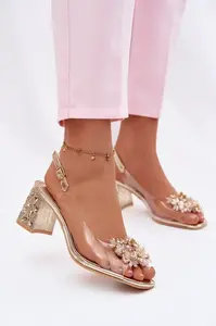 Dámské sandály Vinceza s křišťály a blokovým podpatkem