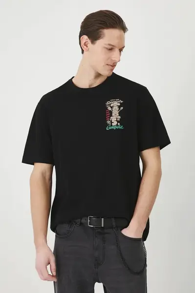 Bavlněné tričko Medicine pánské, černá barva, s potiskem