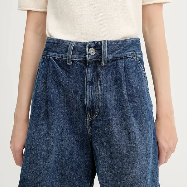 Džínové šortky G-Star dámské, tmavomodrá barva, high waist, D25985-D788