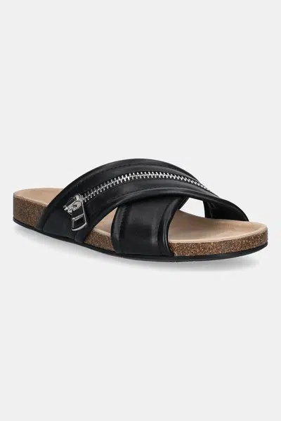 Kožené pantofle JW Anderson Biker Slide dámské, černá barva, SN0107 LA0268 999