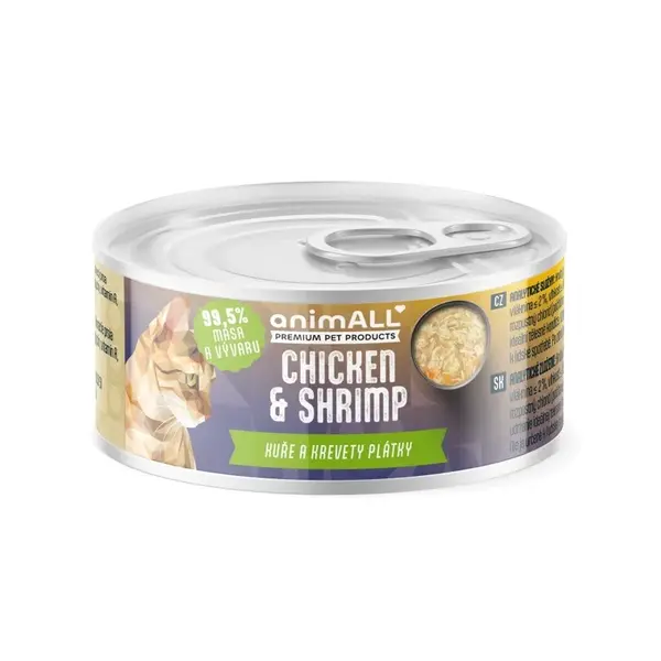 animALL Kuře a krevety plátky konzerva pro kočky 80 g