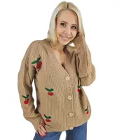 Pri Warm and cozy women's sweater with cherries in autumn LARAMIE