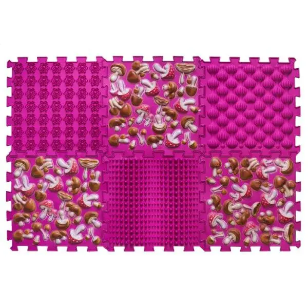 Ortek Masážní ortopedická podložka Puzzle "Mix" 6 prvků Růžová houba