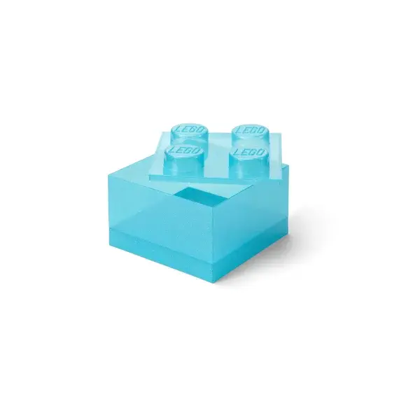 LEGO úložný box 4 s víkem - třpytivá modrá