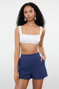 Trendyol Blue Woven Linen Blend 100% Cotton Beach Shorts & Bermuda