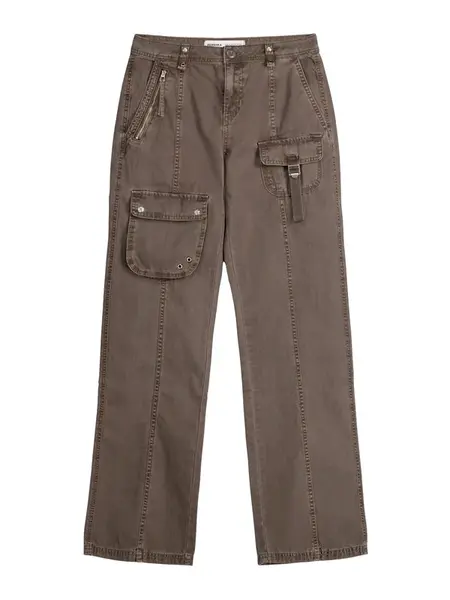 Bershka Nohavice  tmavobéžová