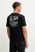 Bavlněné tričko New Balance pánské, černá barva, s potiskem, MT53921BK