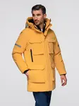 Ombre Men's long insulated jacket with reflective elements - yellow