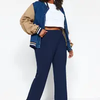 Pletené tepláky Trendyol Curve Navy Blue Jogger