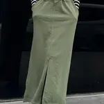 Madmext dámská khaki zelená midi sukně s rozparkem