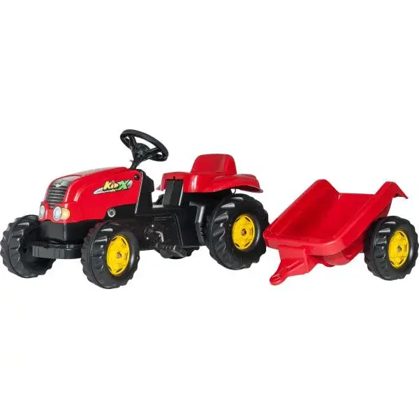 Rollytoys Šlapací traktor Rolly Kid s vlečkou - červený