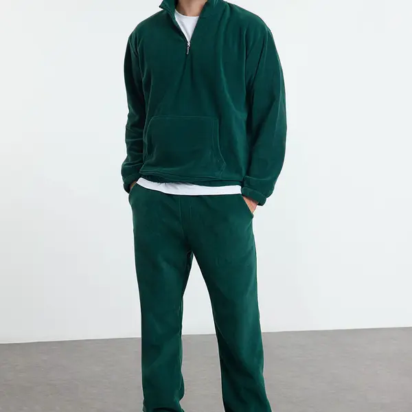 Trendyol Green Oversize/Wide Cut Basic Anti-Pilling Fleece Tracksuit Set