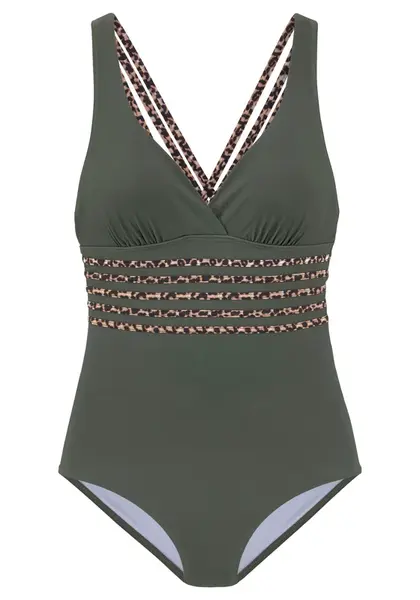 LASCANA Jednodielne plavky  béžová / hnedá / olivová