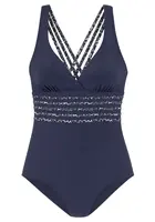 LASCANA Jednodielne plavky  námornícka modrá / antracitová / svetlosivá