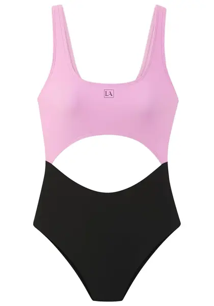 LASCANA ACTIVE Športové jednodielne plavky  svetlofialová / čierna