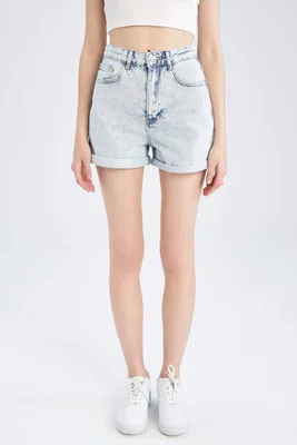 DEFACTO Mom Fit Jean High waist Folded Leg Short