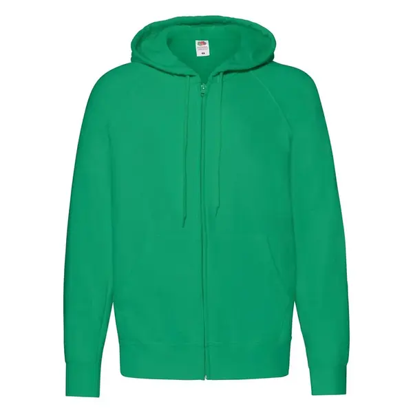 Green Men's Hoodie Lightweight Zip Thru Hooded Sweat Fruit of the Loom