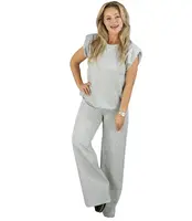 Pri Women's tracksuit t-shirt with cushioned wide pants in butter fabric MAVA