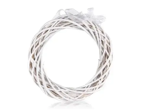 Dekoracia Ratanový veniec 26 cm, biely%