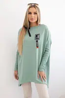 Oversize mikina s asymetrickými stranami tmavě mint