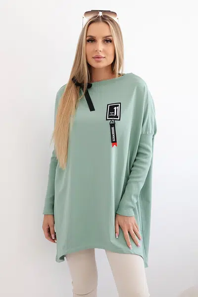 Oversize mikina s asymetrickými stranami tmavě mint