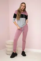 Set s barevnými pruhy tmavě růžová+černá