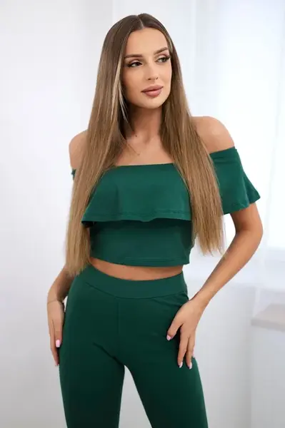 Set s volánkem tmavě zeleným