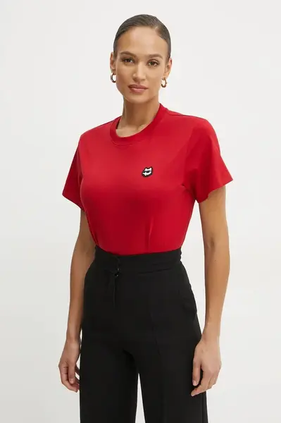 Bavlněné tričko Karl Lagerfeld IKON červená barva, A1W17025