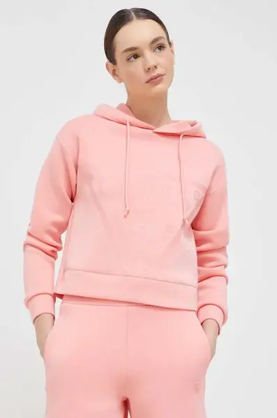 Mikina Guess NEW ALISA dámská, růžová barva, s kapucí, potiskem, V2YQ08 K7UW2